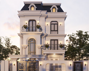 Mẫu biệt thự 3 tầng 15x25m thiết kế theo phong cách cổ điển