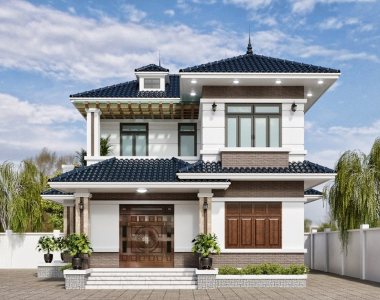 Mẫu biệt thự 4 phòng ngủ 2 tầng mái nhật phong cách tân cổ điển